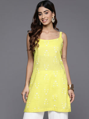 Women's Yellow Printed Tunic