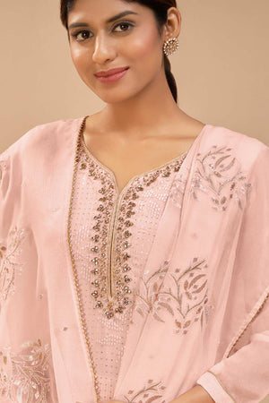 Light Pink Georgette Embroidered Straight Kurta Suits Set (Alizeh-2045-B)