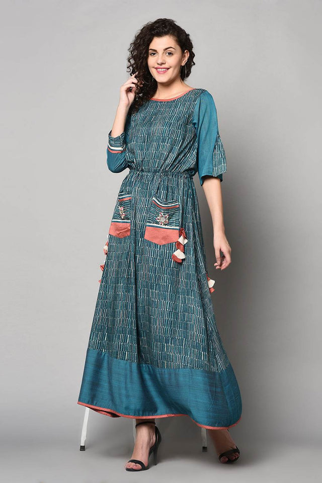 Shop Blended Cotton Stripes Dress Online