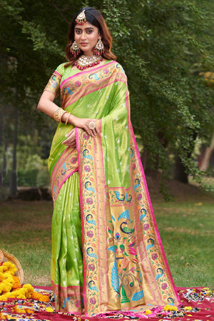 Green Paithani Art Silk Saree