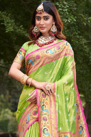 Green Paithani Art Silk Saree