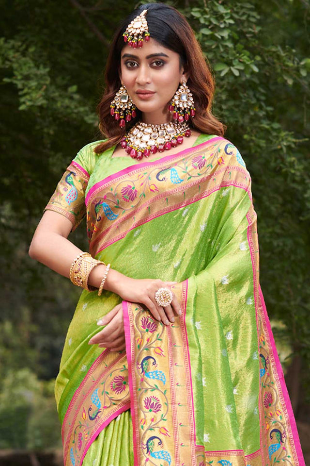 Green Paithani Art Silk Saree