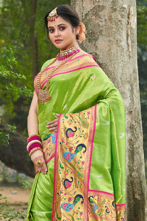 Green Paithani Art Silk Saree