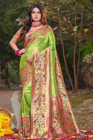 Green Paithani Art Silk Saree