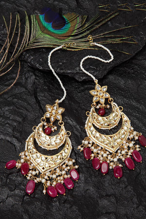 Buy Women's Sterling Silver Chandbali Earrings in Red
