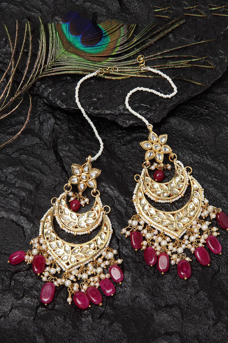 Buy Women's Sterling Silver Chandbali Earrings in Red