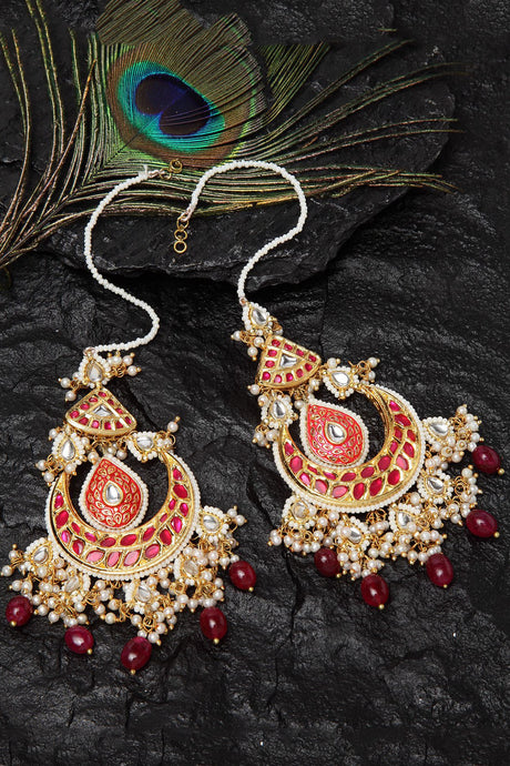 Buy Women's Sterling Silver Chandbali Earrings in Red