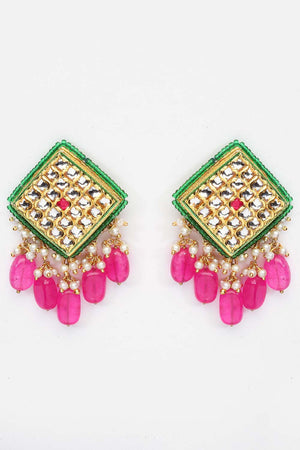 Buy Women's Sterling Silver Stud Earring in Pink Online - Back