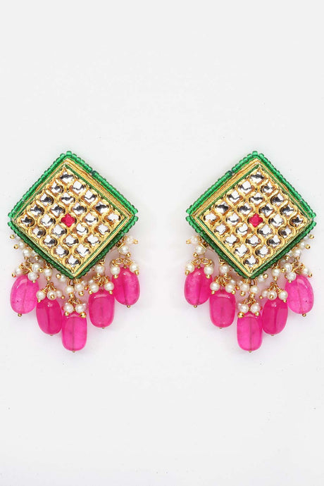 Buy Women's Sterling Silver Stud Earring in Pink Online - Back