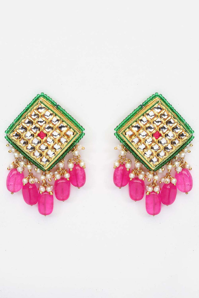 Buy Women's Sterling Silver Stud Earring in Pink Online - Back