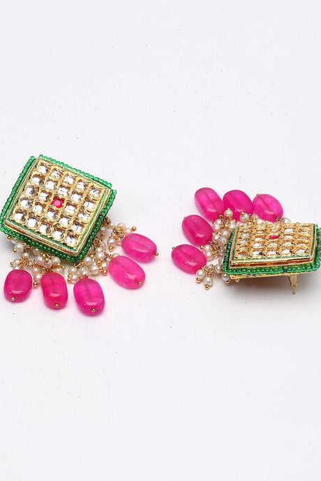 Buy Women's Sterling Silver Stud Earring in Pink Online - Side