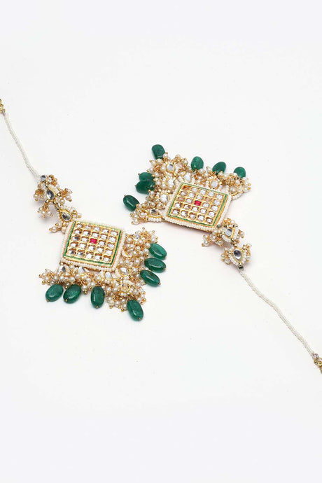 Buy Women's Sterling Silver Large Dangle Earrings in Green Online - Back