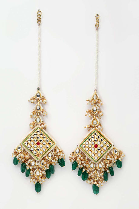 Buy Women's Sterling Silver Large Dangle Earrings in Green Online - Side