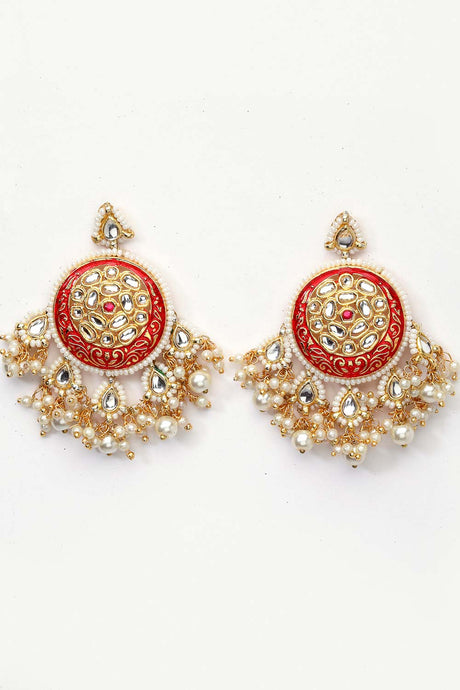 Buy Women's Sterling Silver Large Dangle Earrings in Red Online - Back