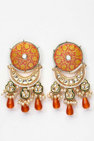 Buy Women's Sterling Silver Chandelier Earring in Orange Online - Back
