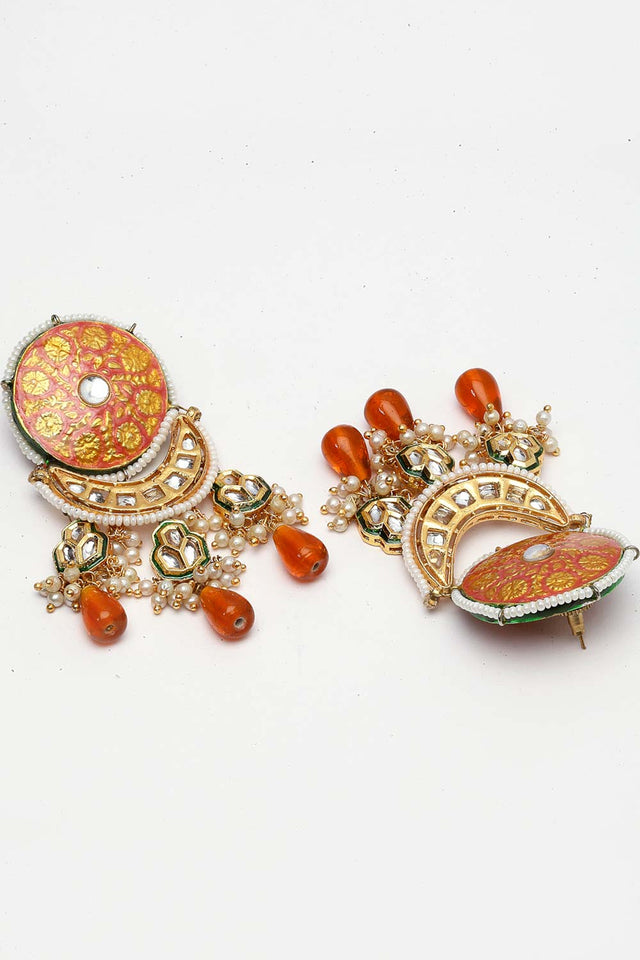 Buy Women's Sterling Silver Chandelier Earring in Orange Online - Side