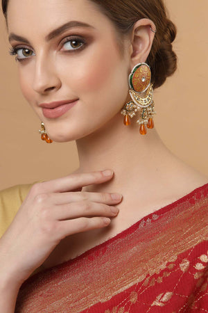 Buy Women's Sterling Silver Chandelier Earring in Orange Online