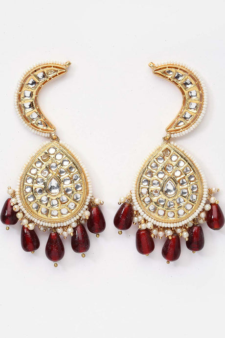 Buy Women's Sterling Silver Chandelier Earring in Red Online - Side