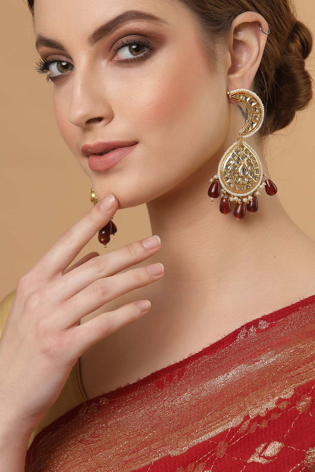 Buy Women's Sterling Silver Chandelier Earring in Red Online