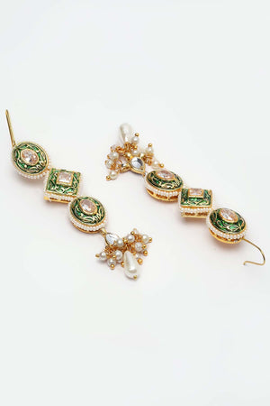 Buy Women's Sterling Silver Large Dangle Earrings in Green Online - Side