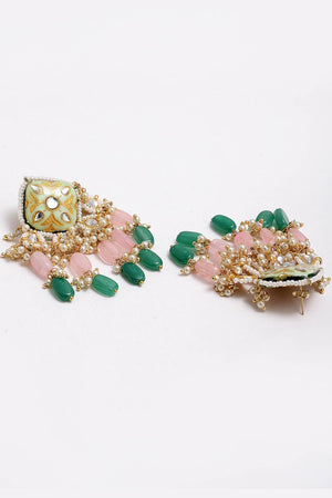 Buy Women's Sterling Silver Meenakari Dangle Earring in Light Green - Side