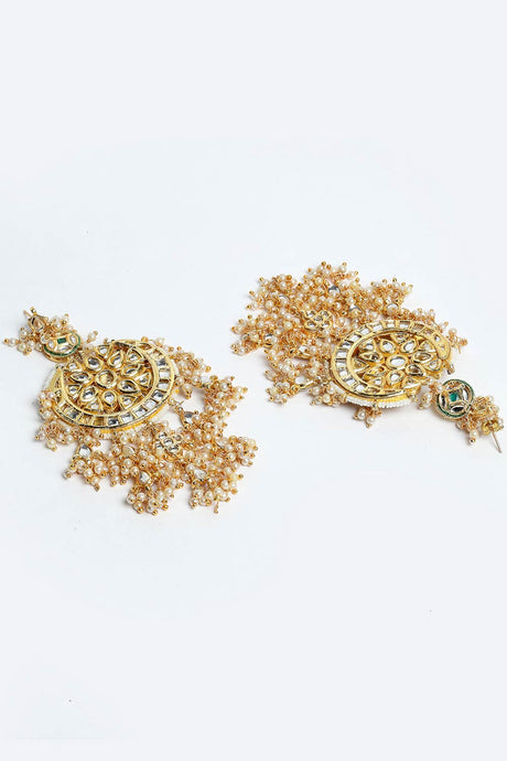 Buy Women's Sterling Silver Kundan Chandbali Earring in White - Side