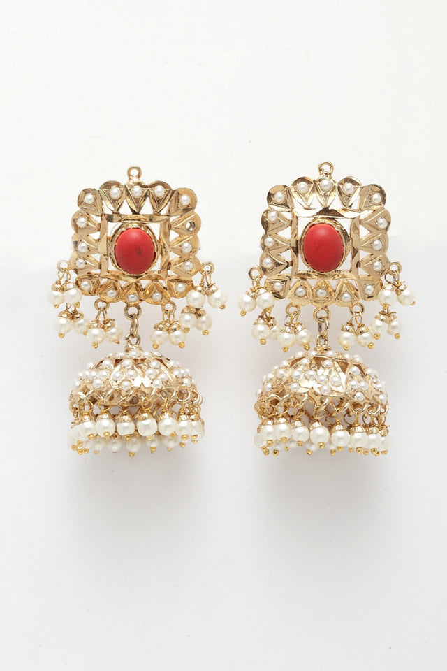 Women's Copper Jhumka Earrings In Gold