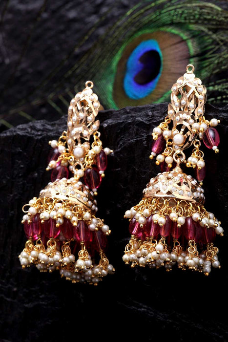 Red and Green Jhumka Earrings – Masayaa