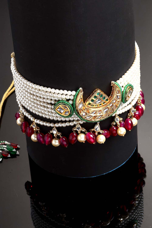 Buy Women's Sterling Silver Choker Necklaces in Red Online - Front