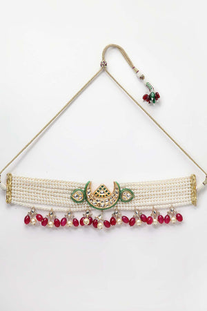 Buy Women's Sterling Silver Choker Necklaces in Red Online - Back