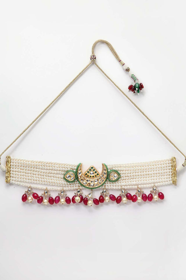 Buy Women's Sterling Silver Choker Necklaces in Red Online - Back