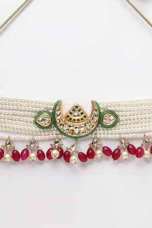 Buy Women's Sterling Silver Choker Necklaces in Red Online - Side