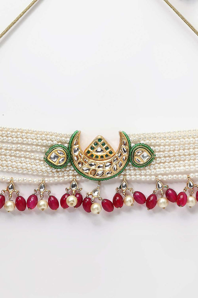 Buy Women's Sterling Silver Choker Necklaces in Red Online - Side