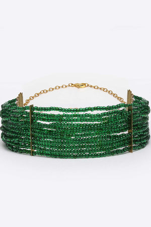Green And Gold Gold-Plated Pearls And Natural Stones Necklace