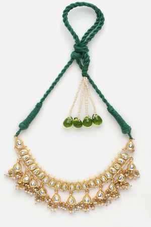 White And Gold Kundan And Pearls Choker Necklace