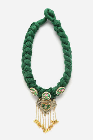 Green And Gold Choker Necklace Kundan And Pearls