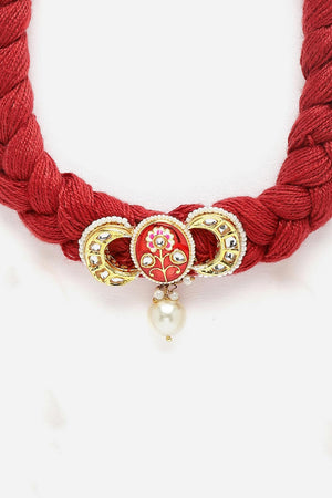 Red And Gold  Choker Necklace Kundan And Pearls