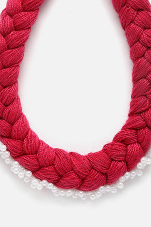 Red And White Choker Necklace Pearls And Natural Stones