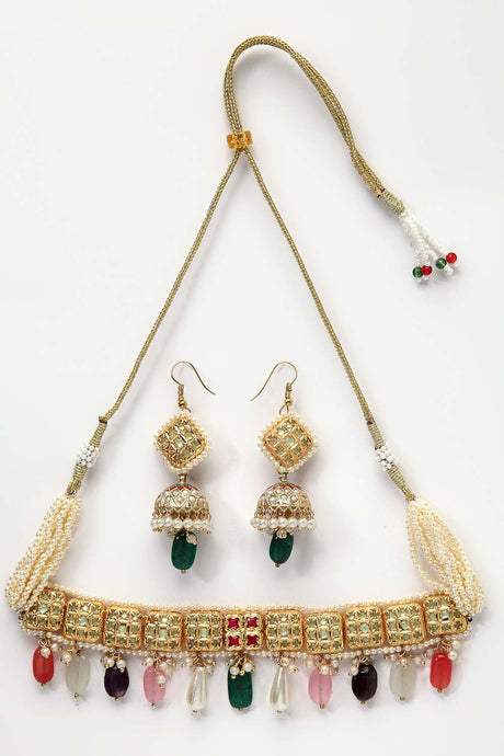 Buy Women's Sterling Silver Choker Set in Multi Color Online - Zoom In