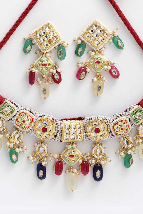 Buy Women's Sterling Silver Choker Set in Multi Color - Zoom Out