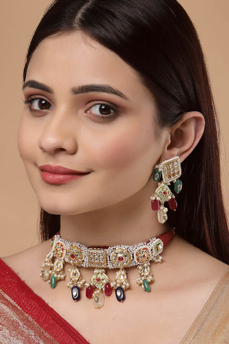 Buy Women's Sterling Silver Choker Set in Red