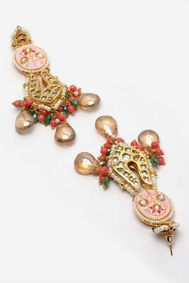 White And Green Kundan And Pearls Necklace And Earring Set