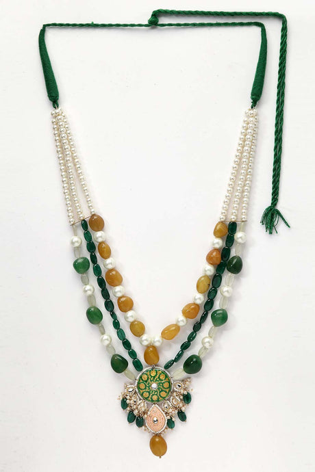 Buy Women's Sterling Silver Bead Necklaces in Green Online - Back