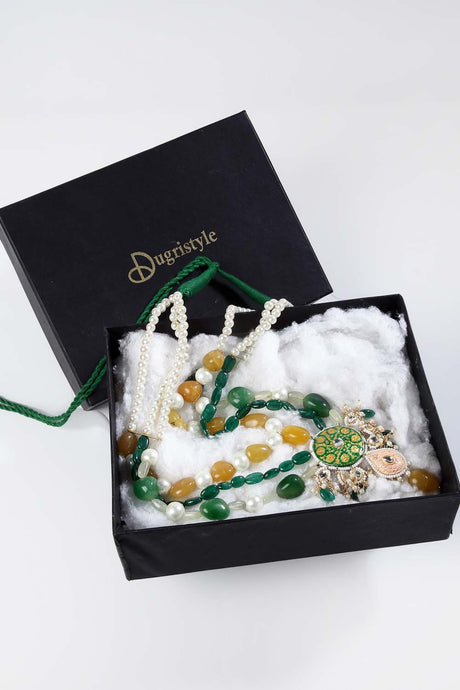 Buy Women's Sterling Silver Bead Necklaces in Green Online - Zoom In