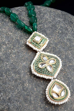 Buy Women's Sterling Silver Bead Necklaces in Green Online - Front