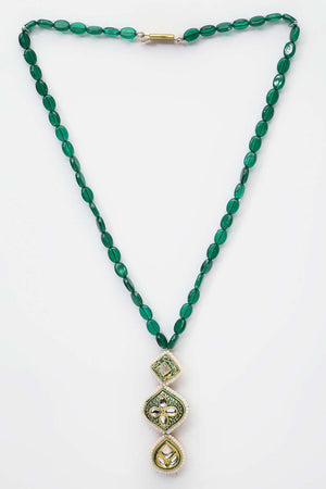 Buy Women's Sterling Silver Bead Necklaces in Green Online - Back