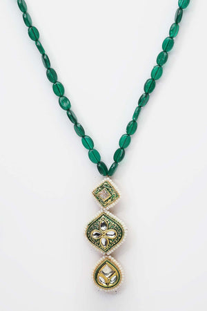 Buy Women's Sterling Silver Bead Necklaces in Green Online - Side