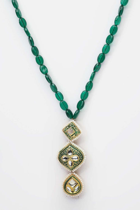 Buy Women's Sterling Silver Bead Necklaces in Green Online - Side