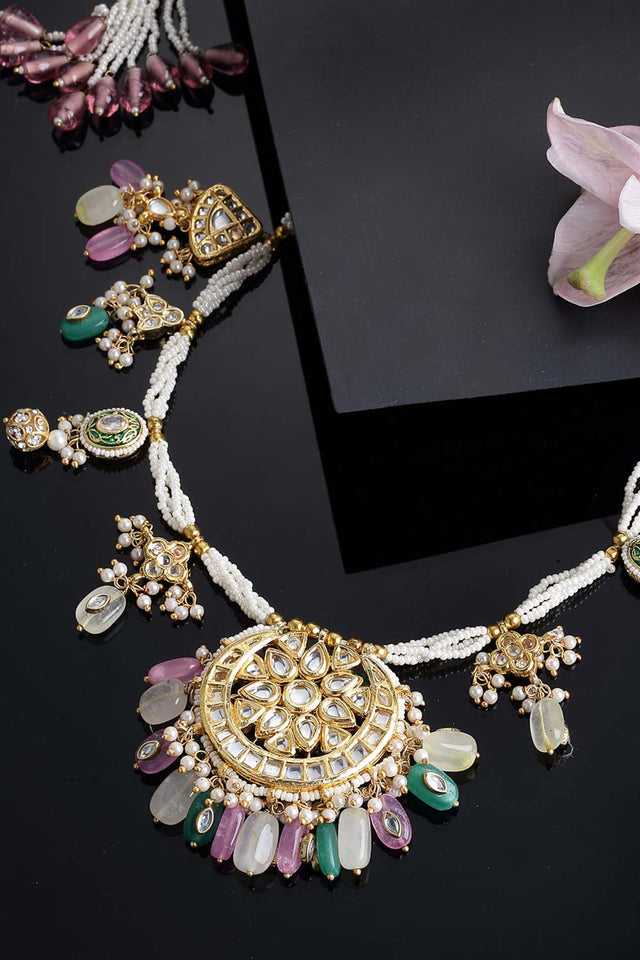 Buy Women's Sterling Silver Bead Necklace in White - Back