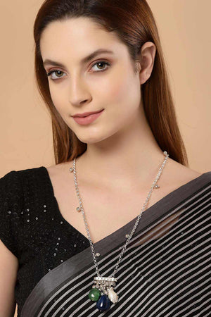 Multicolor Silver-Plated Pearls And Natural Stones Necklace